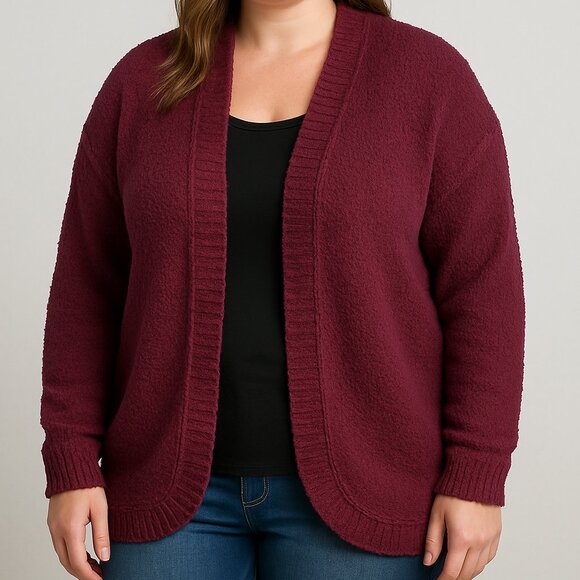 Rue21 Textured Open Front Cardigan Sweater XL – Maroon/Wine (fall collection) - Picture 1 of 8